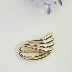 Vintage Piscitelli Gold Tone Angel Wing Scarf Slide Signed Piscitelli